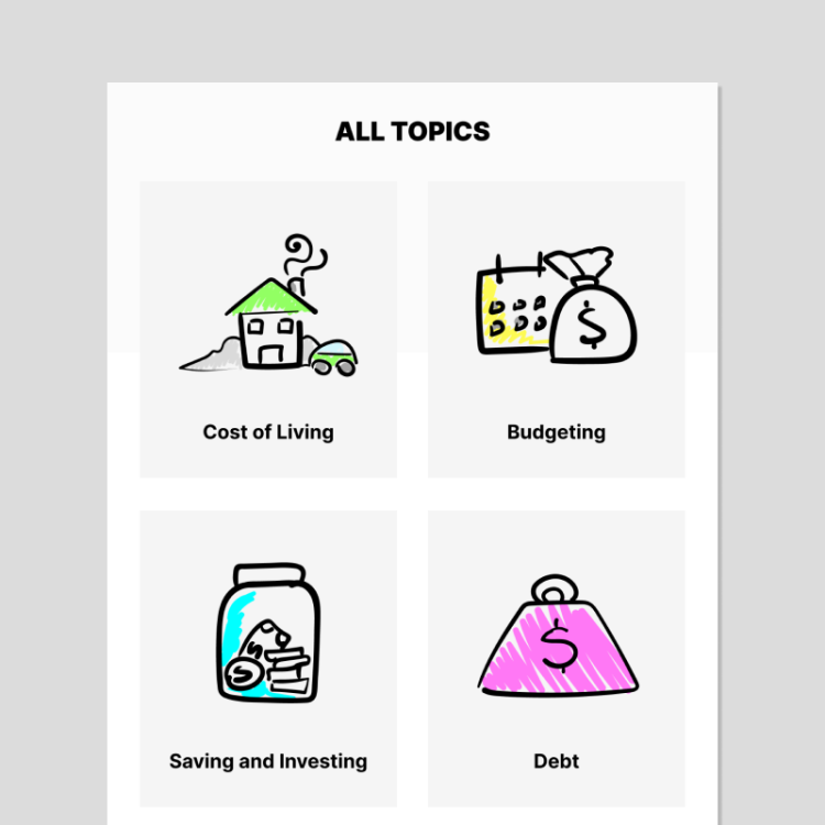 Articles and guides on cost of living, budgeting, saving and investing, and debt in the Mydoh app