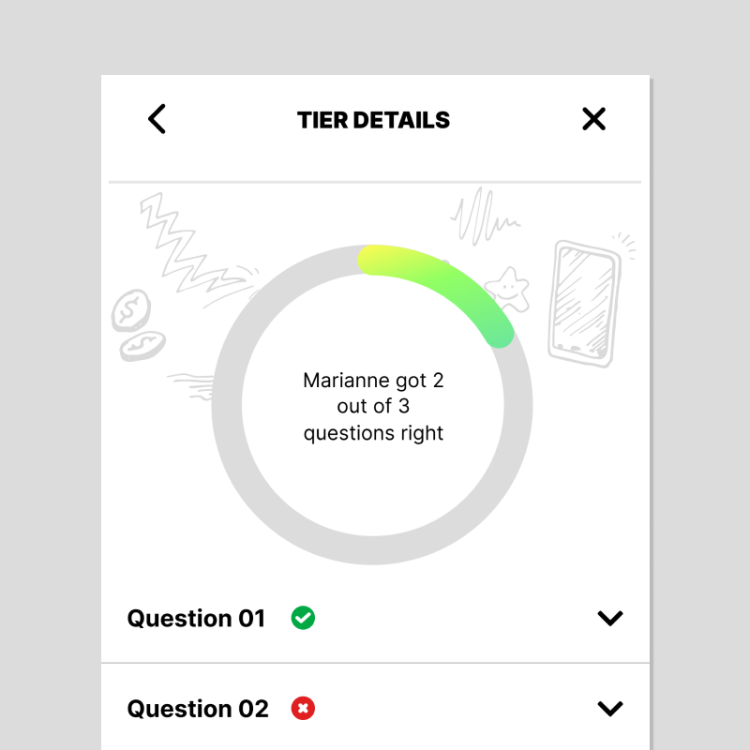 A money quiz for kids shown in the Mydoh app