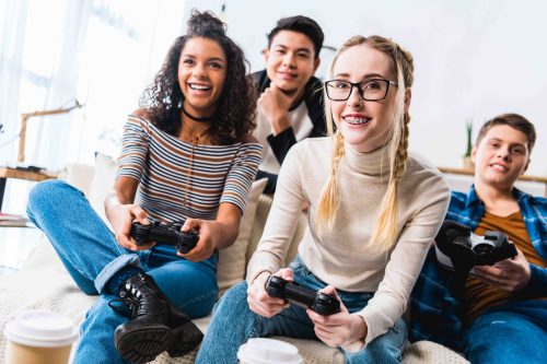 Group of teens gaming