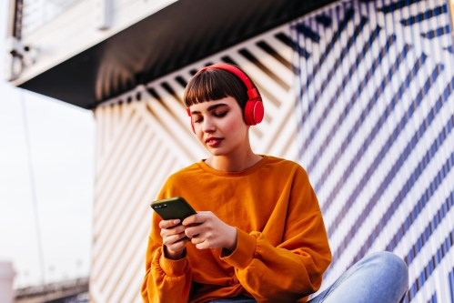 teen girl listening to music