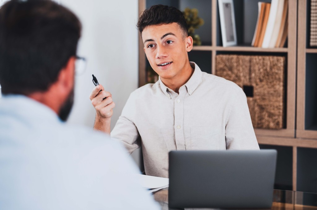 teen in a job interview