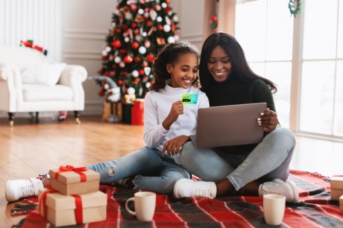 mother and daughter holiday shopping