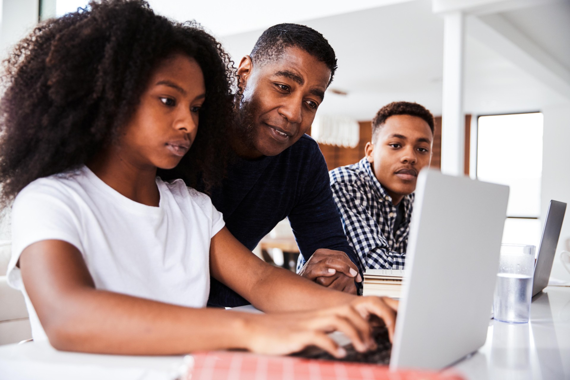 Dad helping kids with interview prep