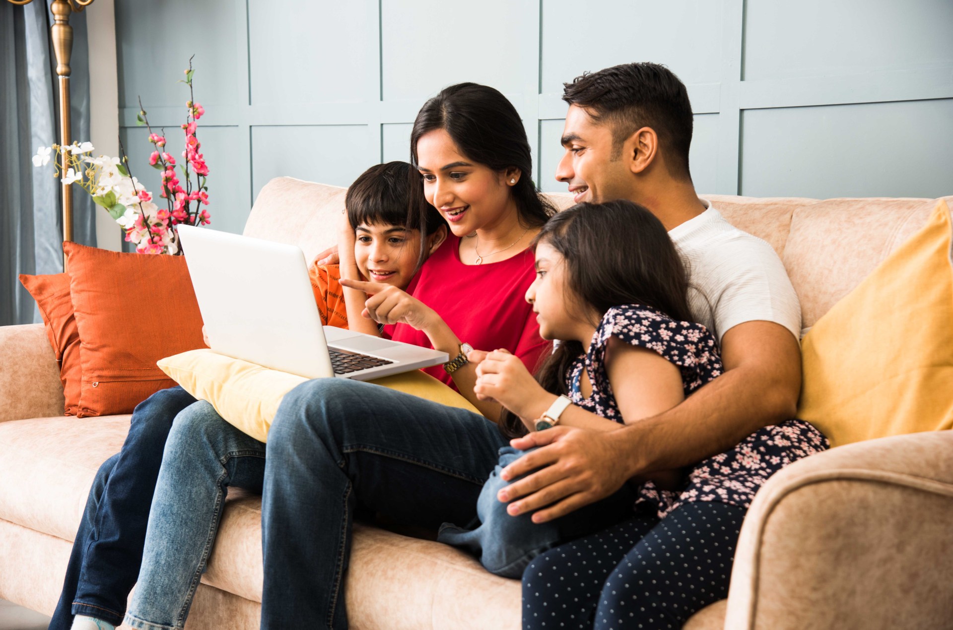 family on a couch