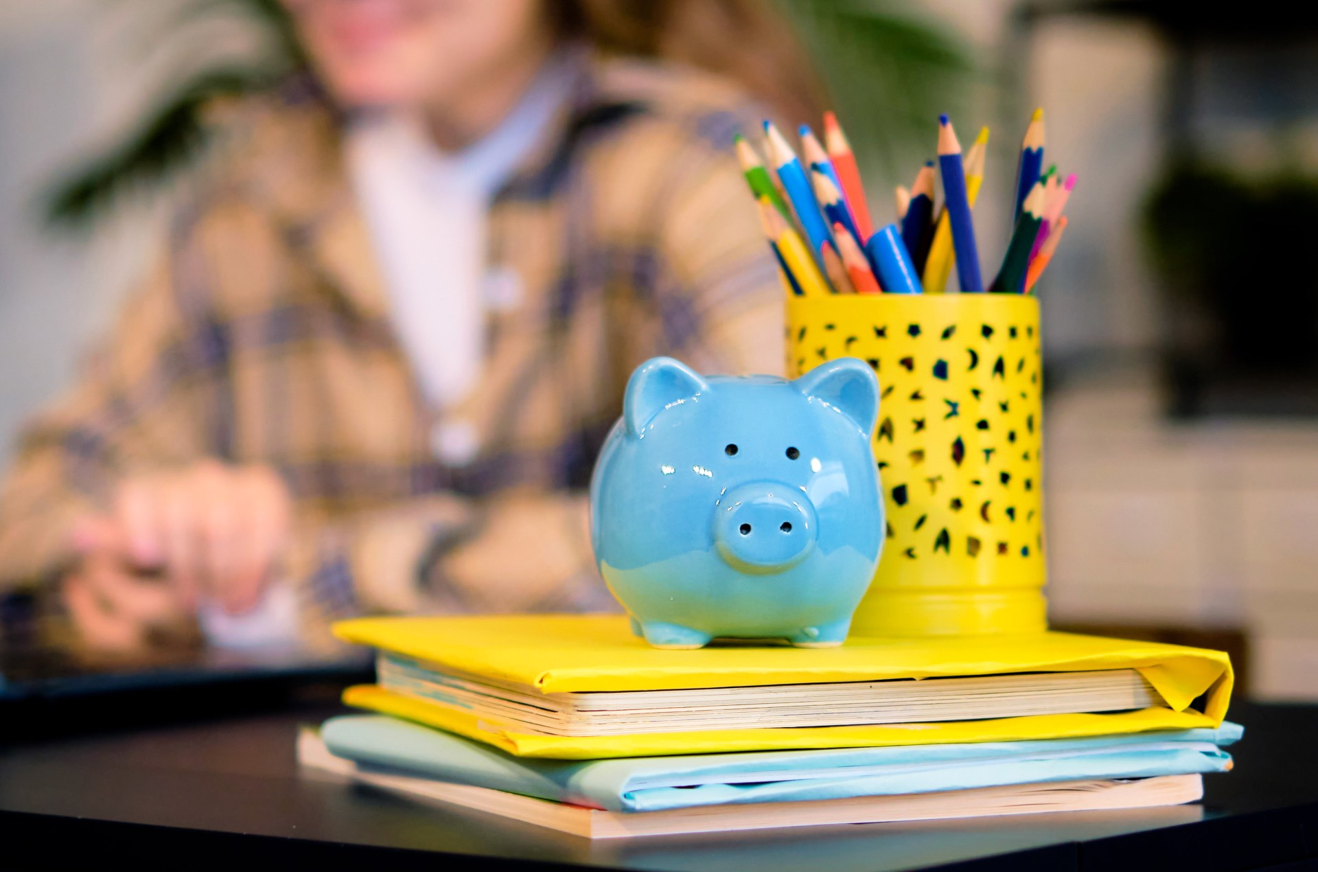 piggy bank on desk