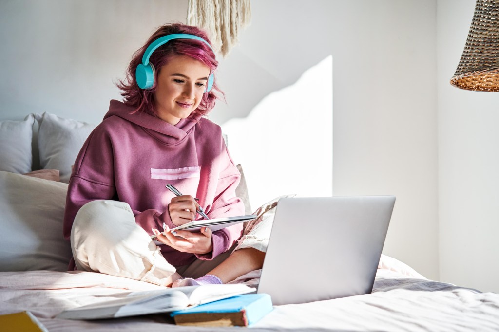 Teen girl doing homework