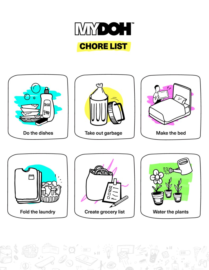 Downloadable picture chore chart for kids with disabilities