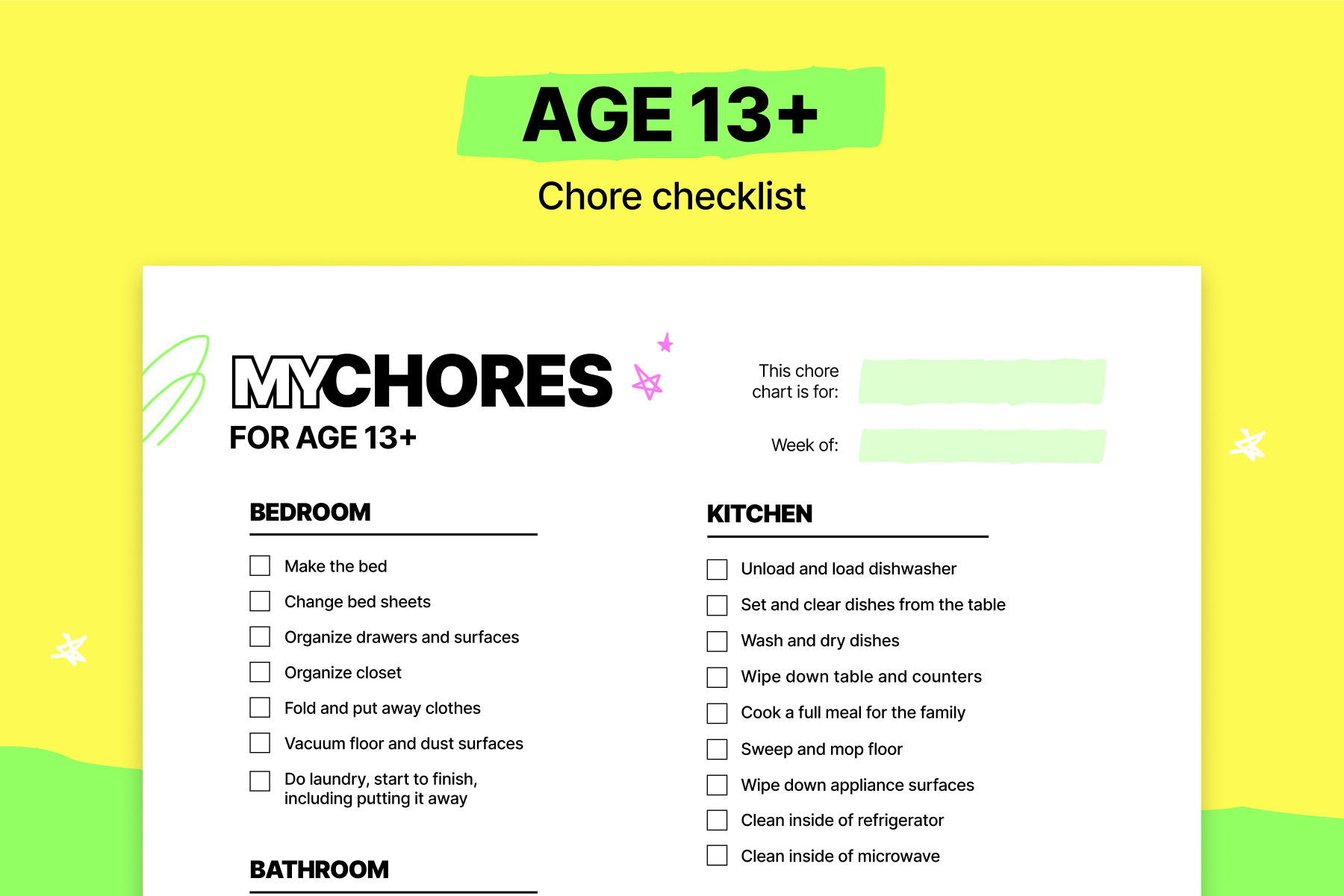 FREE Printable Chore Charts for Kids + Ideas by Age  Chore chart kids,  Free printable chore charts, Charts for kids