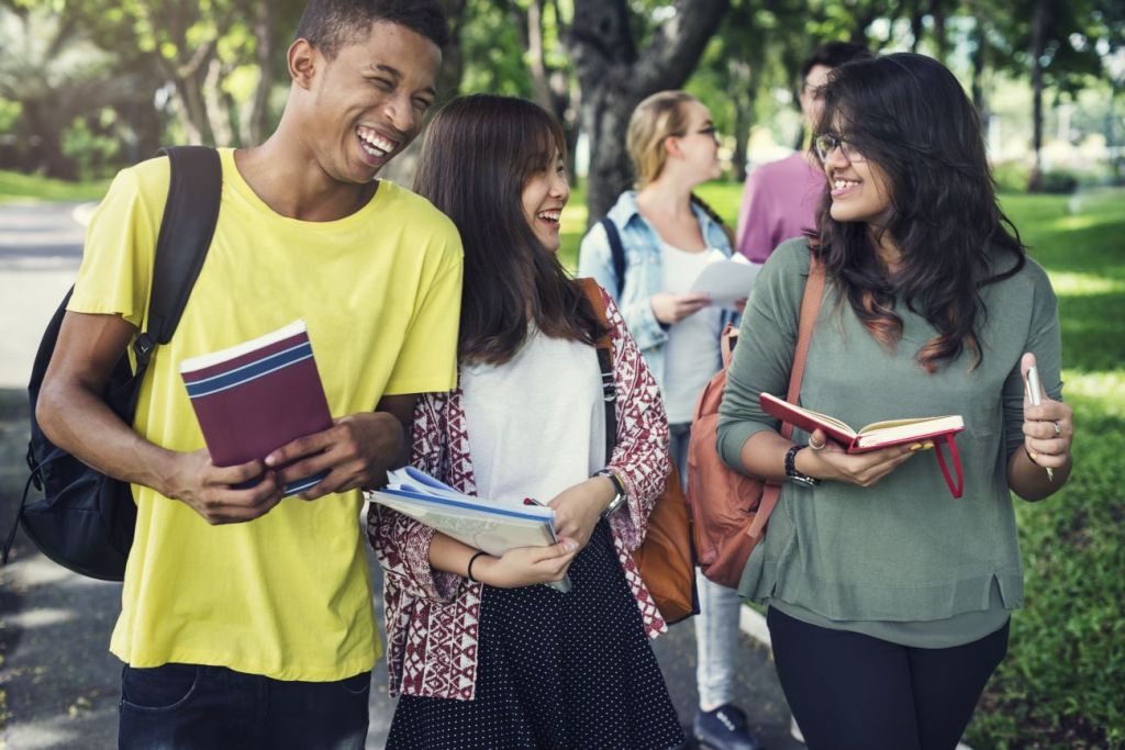 diverse group of friends going back to school