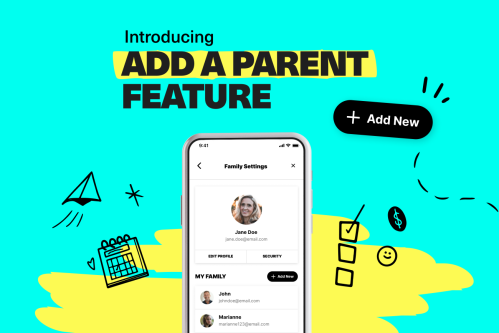 Image of Mydoh screen for add a parent feature with colourful background