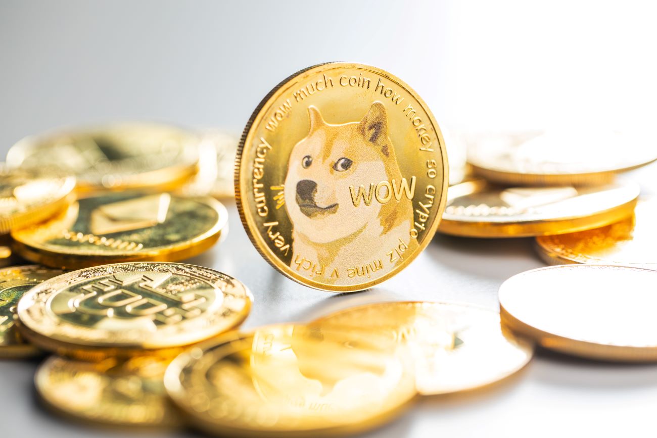 A pile of dogecoin cryptocurrency