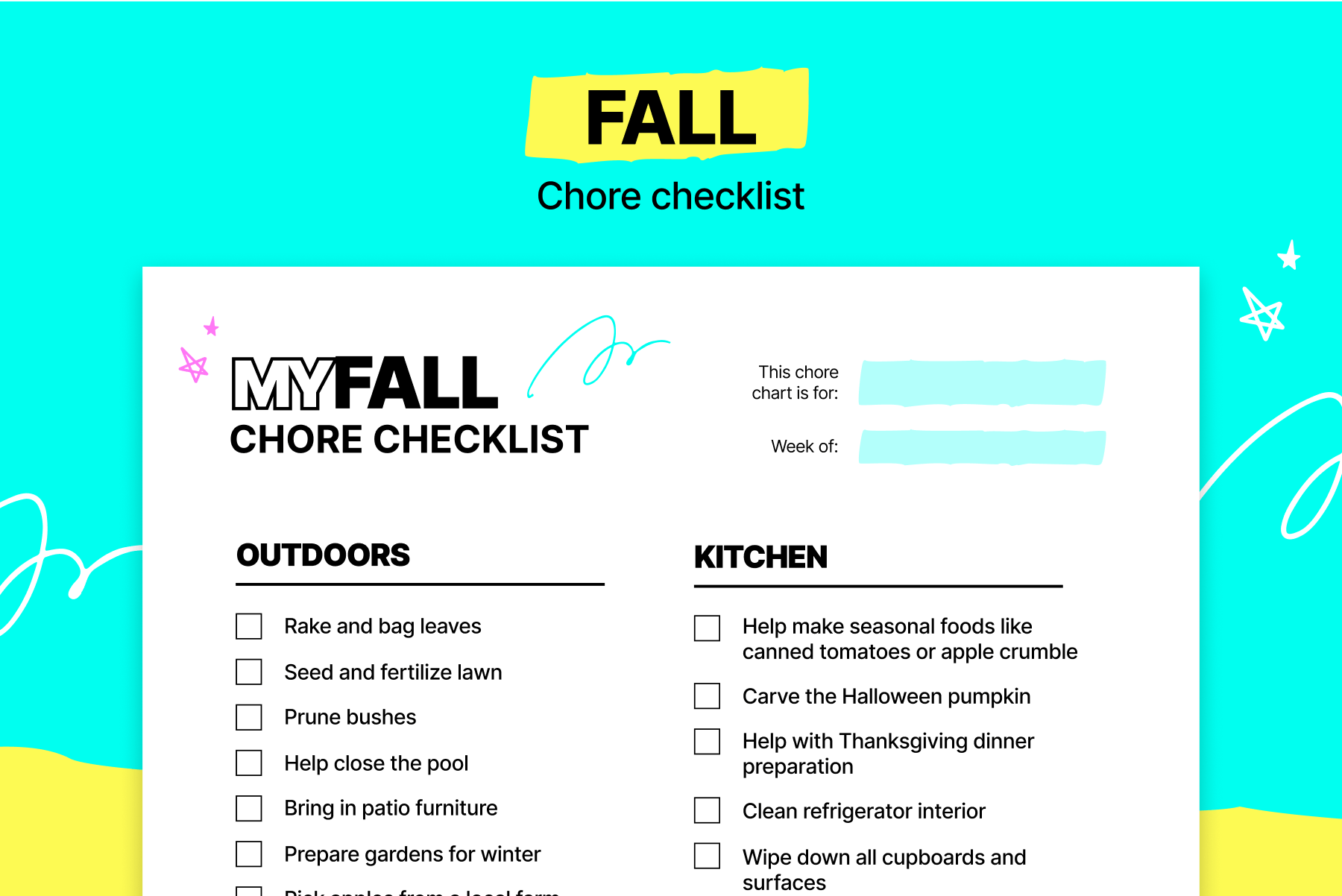 Summer chore checklist
