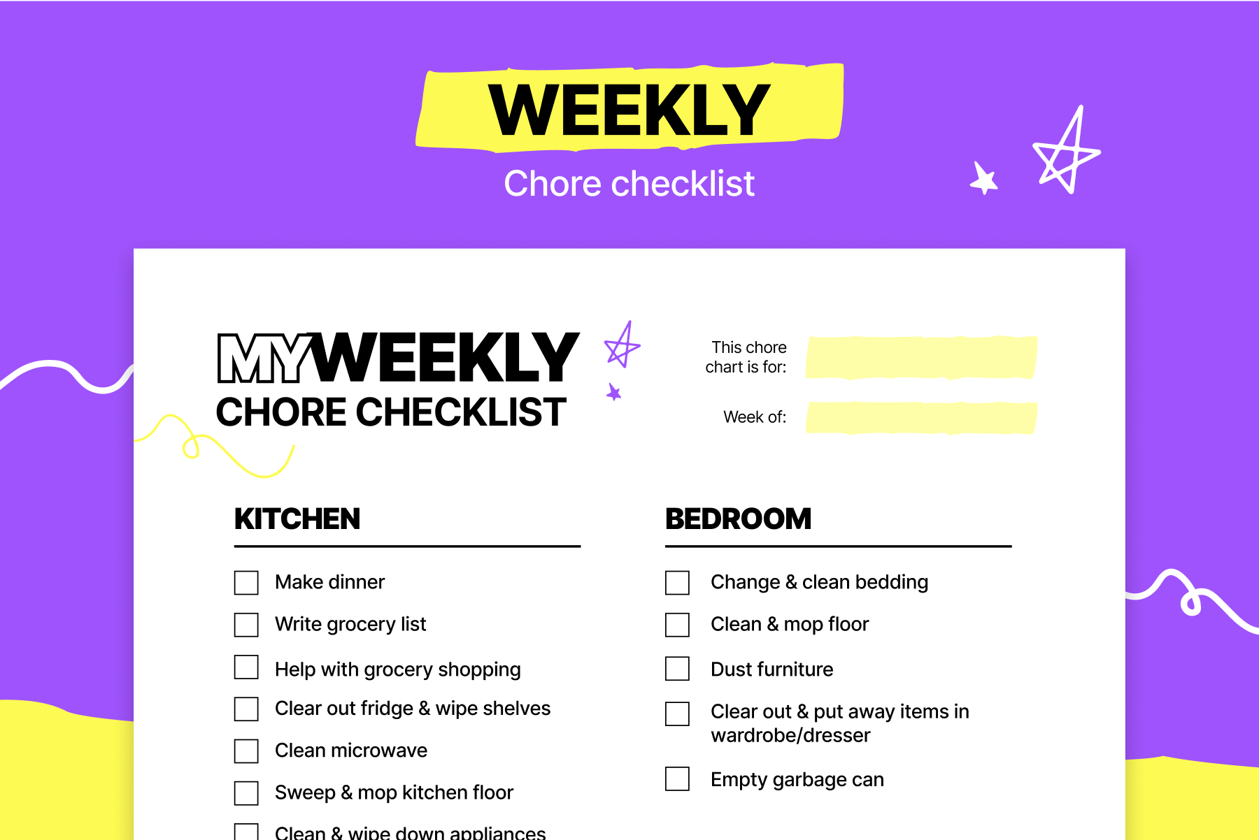 Weekly chore chart