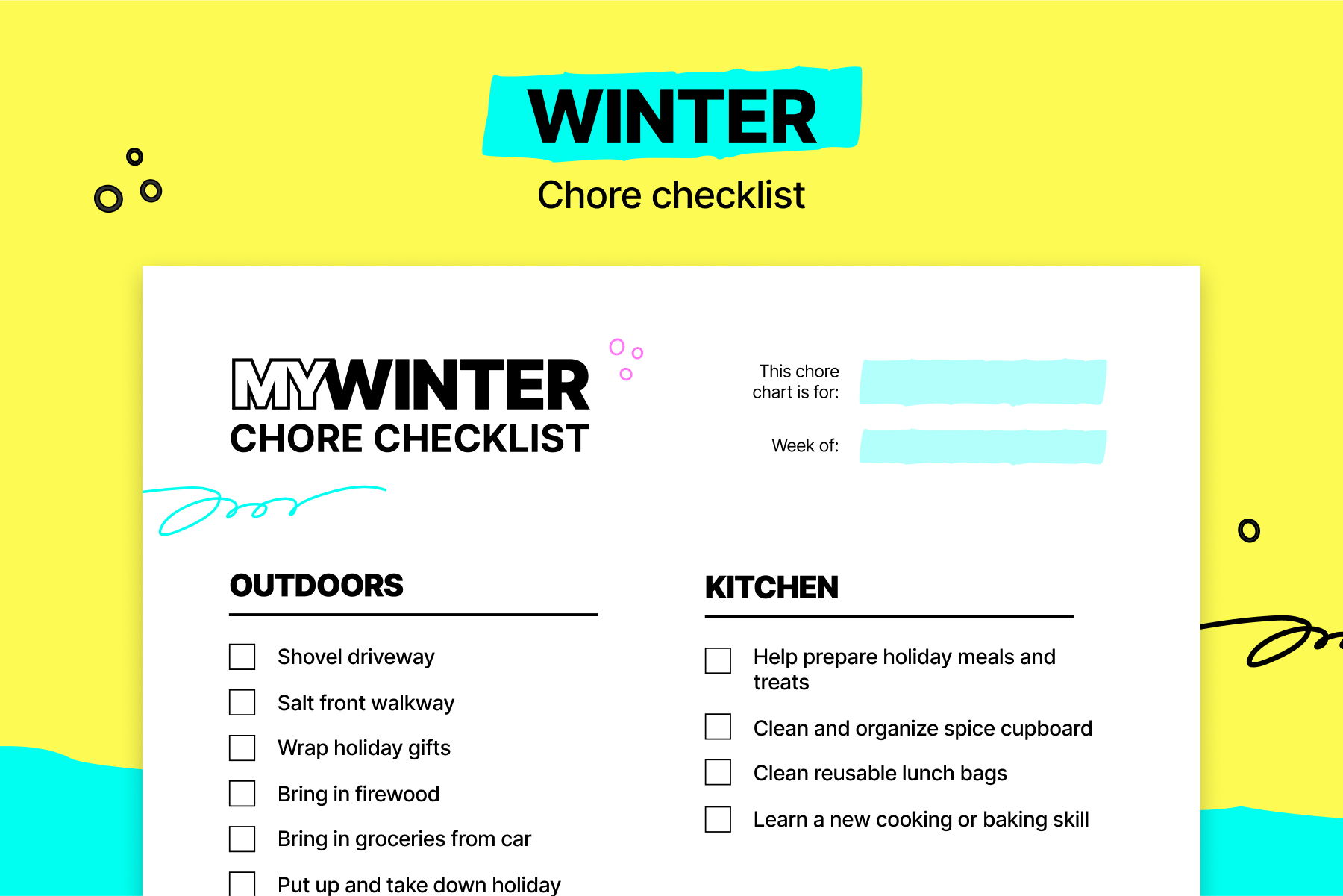 winter chore chart