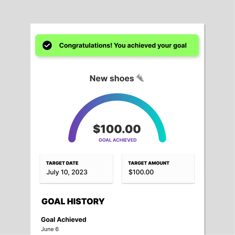 Achieving savings goal for a pair of new shoes for a teen