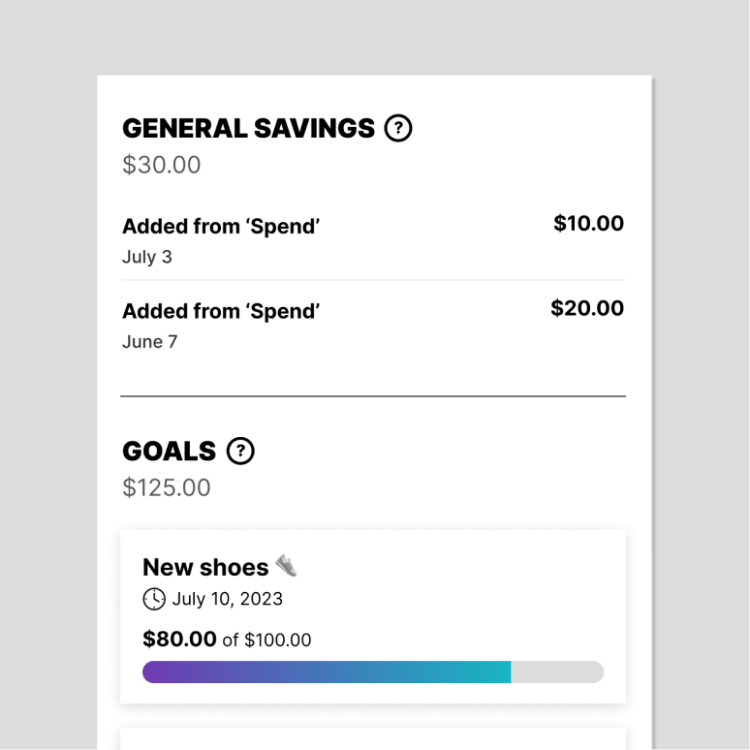 Tracking savings goal progress through the app
