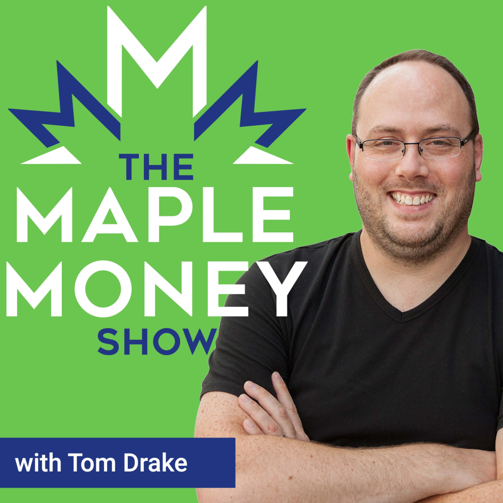 Smiling man with arms folded, Tom Drake, with title The Maple Money Show against green background