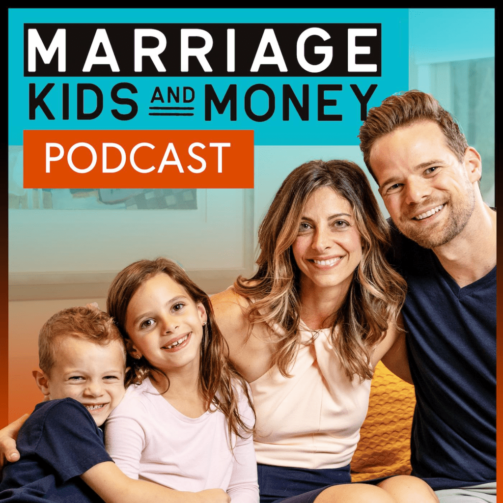 Image of two kids, woman and man with caption Marriage Kids and Money Podcast