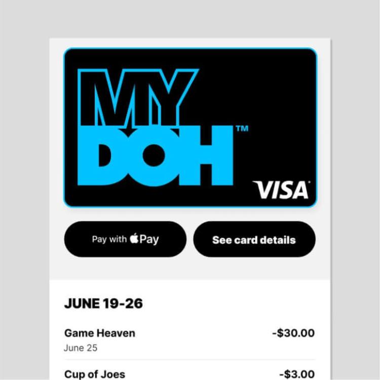 Mydoh card in app