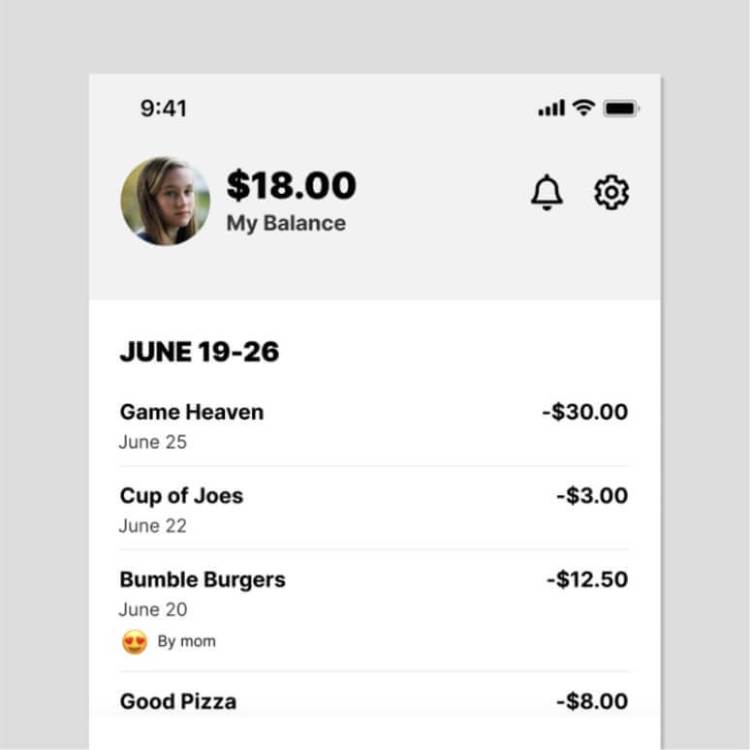 Mydoh card - transactions