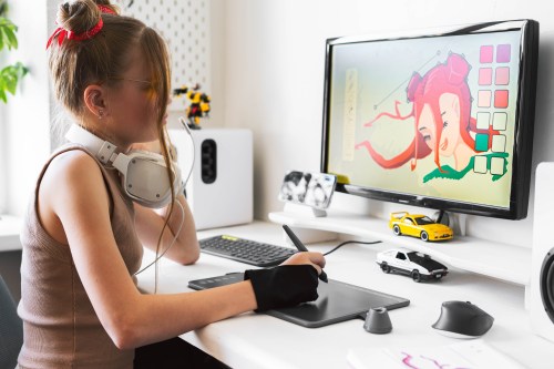 how to write cover letter student A young girl draws on a PC using a graphics tablet in her comfortable home office.
