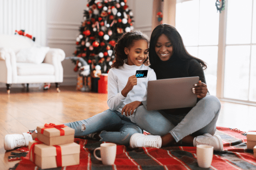 mother and daughter holiday shopping