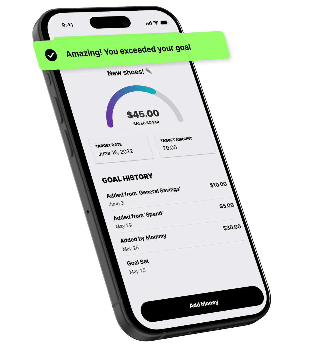 Mydoh app - Savings goals