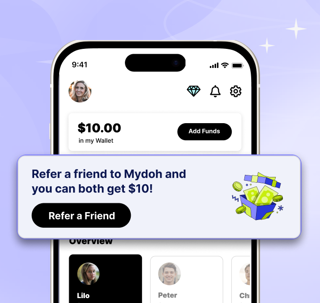 Earn money when you refer friends to Mydoh