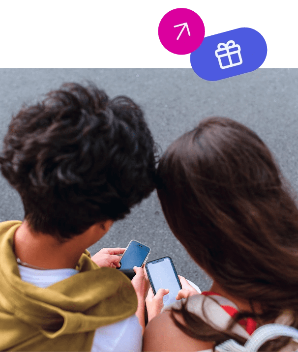 two teens viewing the Mydoh app